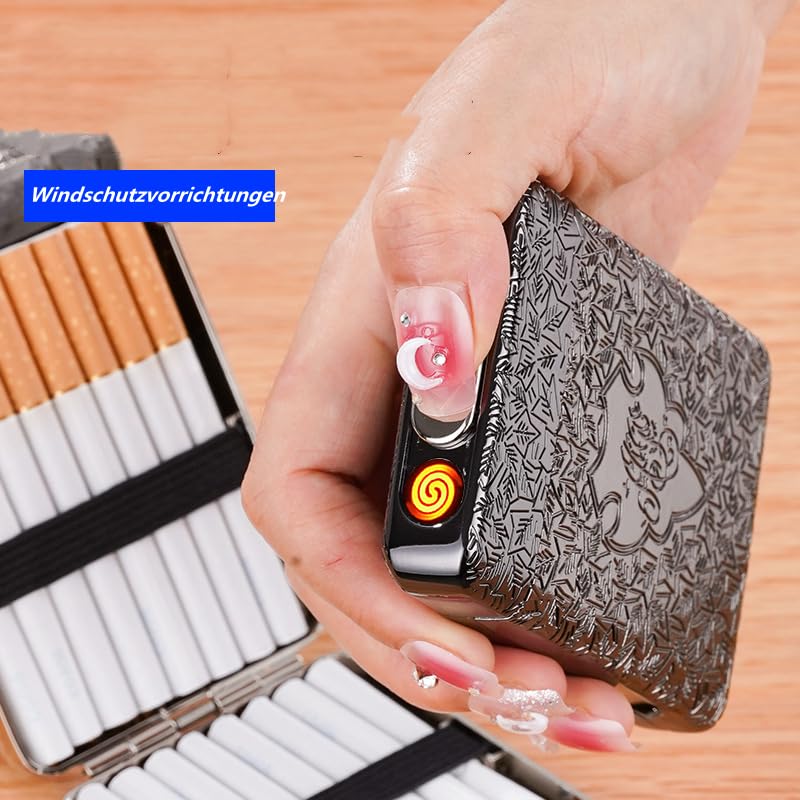 Portasigarette impermeabile con accendino, a prova di odore, contiene un pacchetto intero per 20 sigarette King Size da 84 mm, portasigarette antivento senza fiamma per donna uomo, accessori da viaggi