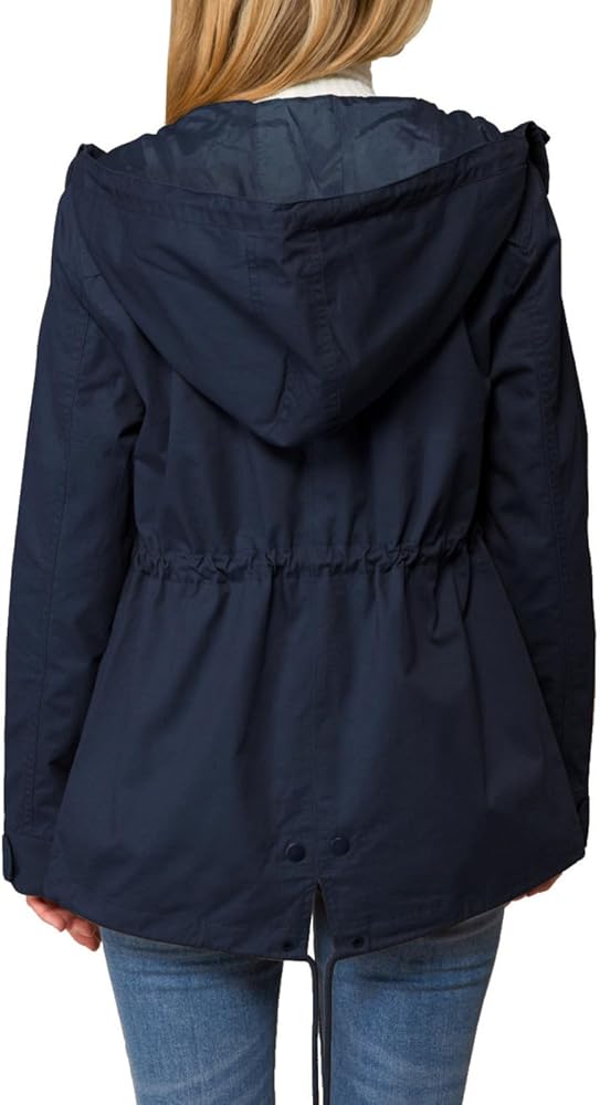 MixMatchy Women's Military Anorak Hoodie Jacket Zip Up Snap Button