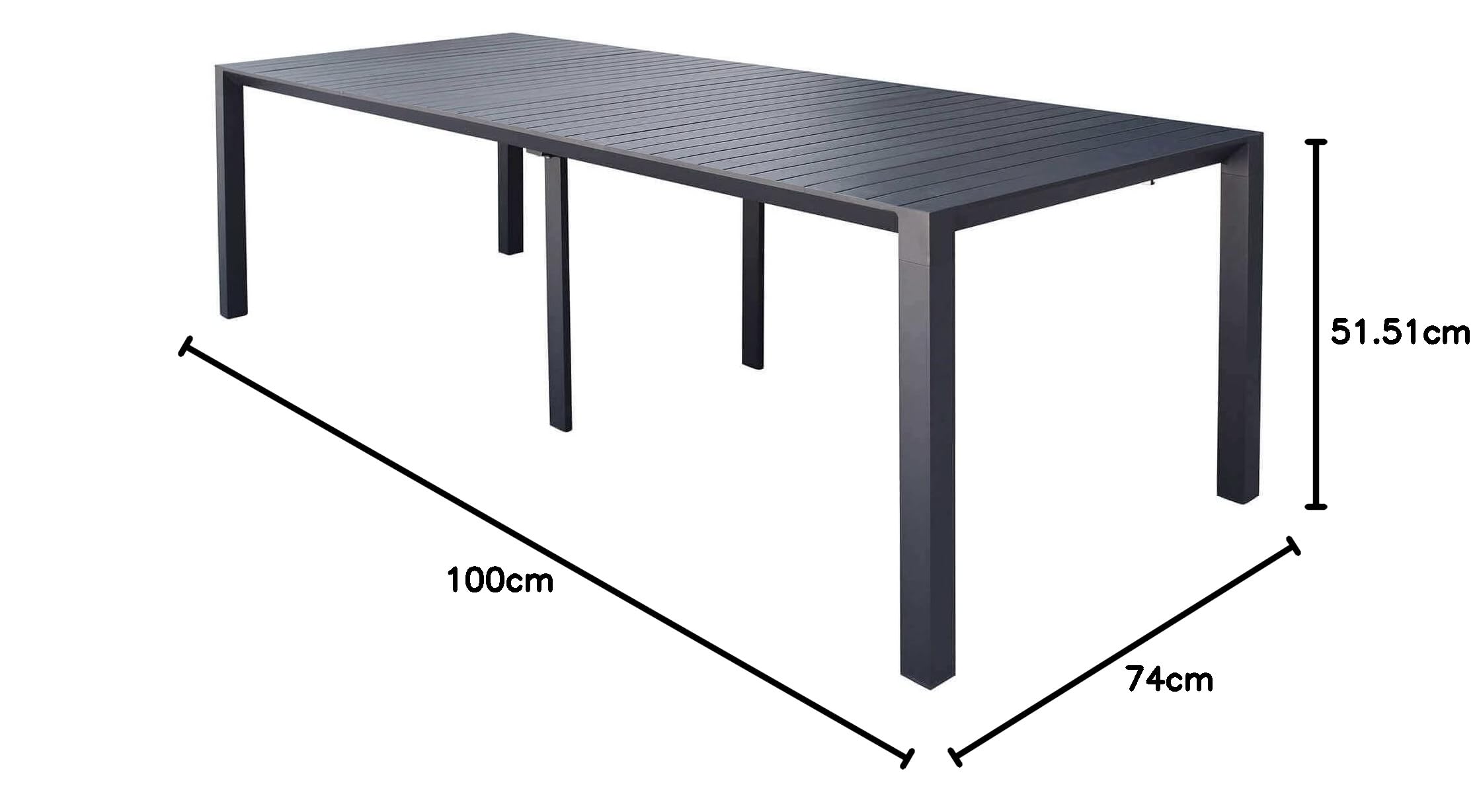 milani home - consolle da giardino allungabile, alluminio, 10 posti, antracite, piano 52/260 x 85 cm