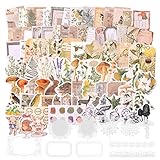 260 Pieces Vintage Scrapbooking Supplies Aesthetic Scrapbook Stickers for Journaling, Aesthetic Plant Flower Junk Scrapbook Stickers for DIY Craft Greeting Card Making Scrapbooking Books Home Decor Gifts Stickers (Nature01)