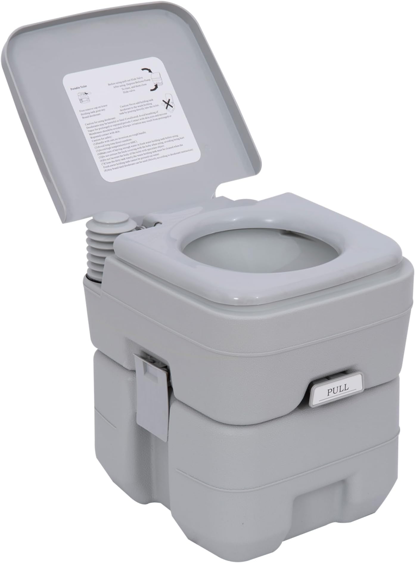 HOMCOM Outsunny Portable Camping Toilet, 20L Flushable Porta Potty Portaloo with 2 Detachable Tanks, Flush and Double Seal Valve for Outdoor Camping Hiking Travel Caravan