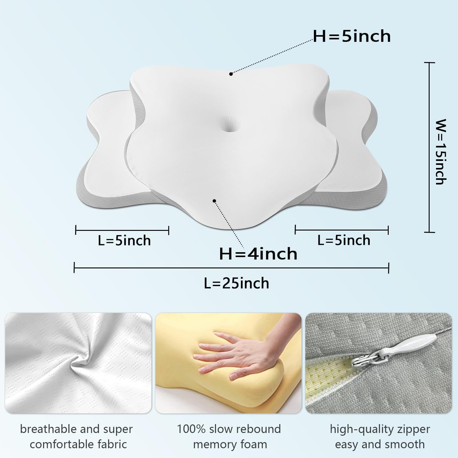 Pillow for Sleep Apnea, Neck Pain, and Snoring Relief | Cervical Neck Pillow for Side Sleepers | Orthopedic Memory Foam with Ergonomic Support (White)