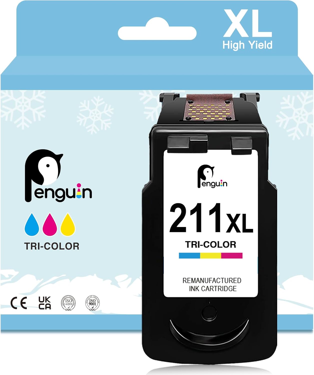 Penguin 211XL Tri-Color Ink Cartridge Replacement for Canon CL-211 for Pixma MX410 MX310 MX320 MX330 MX340 MP250 IP2702 MP230 MP280 MP480 Printer for Canon 211 cl211xl 211 XL cl 211xl Color