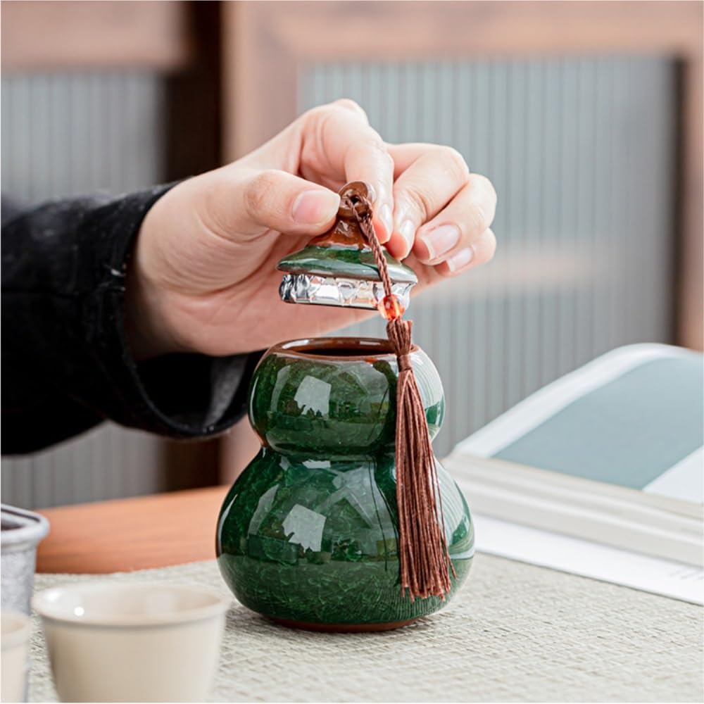 XYNSNDB Pojemnik na herbatę ceramiczny luzem pojemnik do przechowywania herbaty słoik mały szczelnie zamknięty słoik pusty słoik Retro zestaw do herbaty trzy słoiki zestaw upominkowy puszka na herbatę