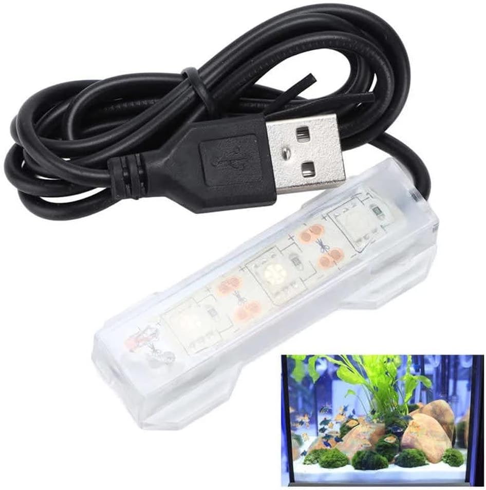 Small Aquarium Light, USB Mini Desktop Fish Tank White Led Lights for