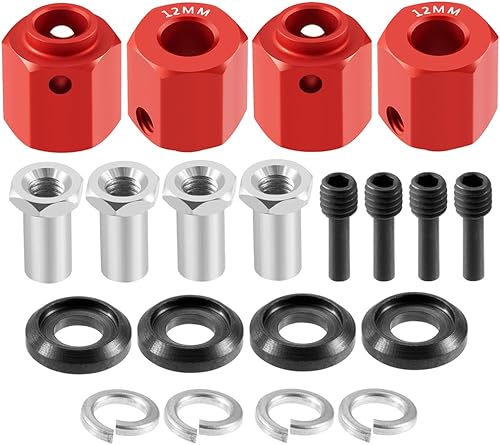 RCLIONS Bujes de rueda hexagonal de 0.472 in para Trx4 110 RC Model Crawler Car (rojo)