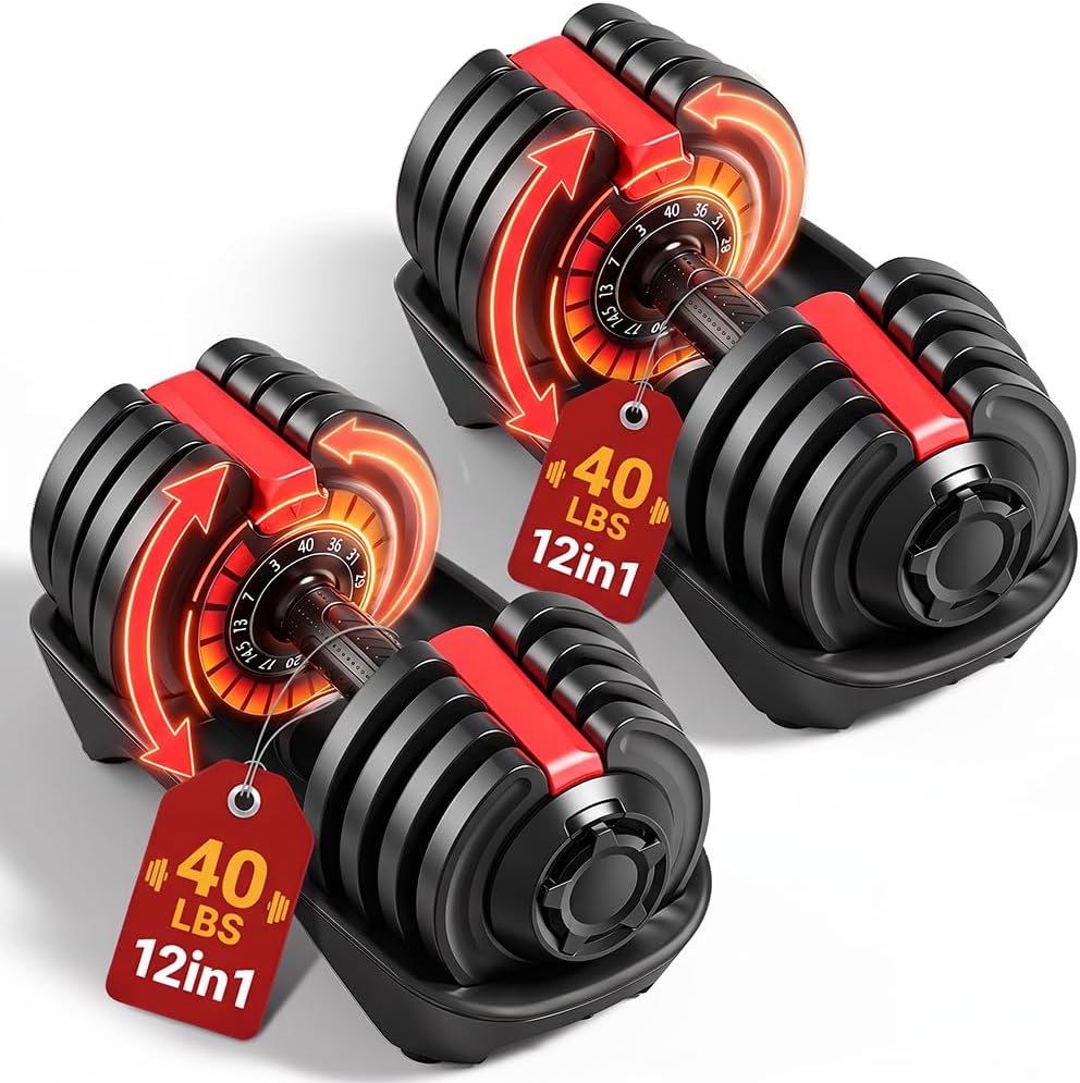 28/40/90 lbs Adjustable Dumbbell Set, 11/12/16 Levels Adjustable Dumbbell