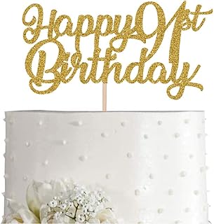 Sponsored Ad - 91st Birthday Cake Topper, Gold Glitter Cheers To 91 Years Party Decoration, Supply