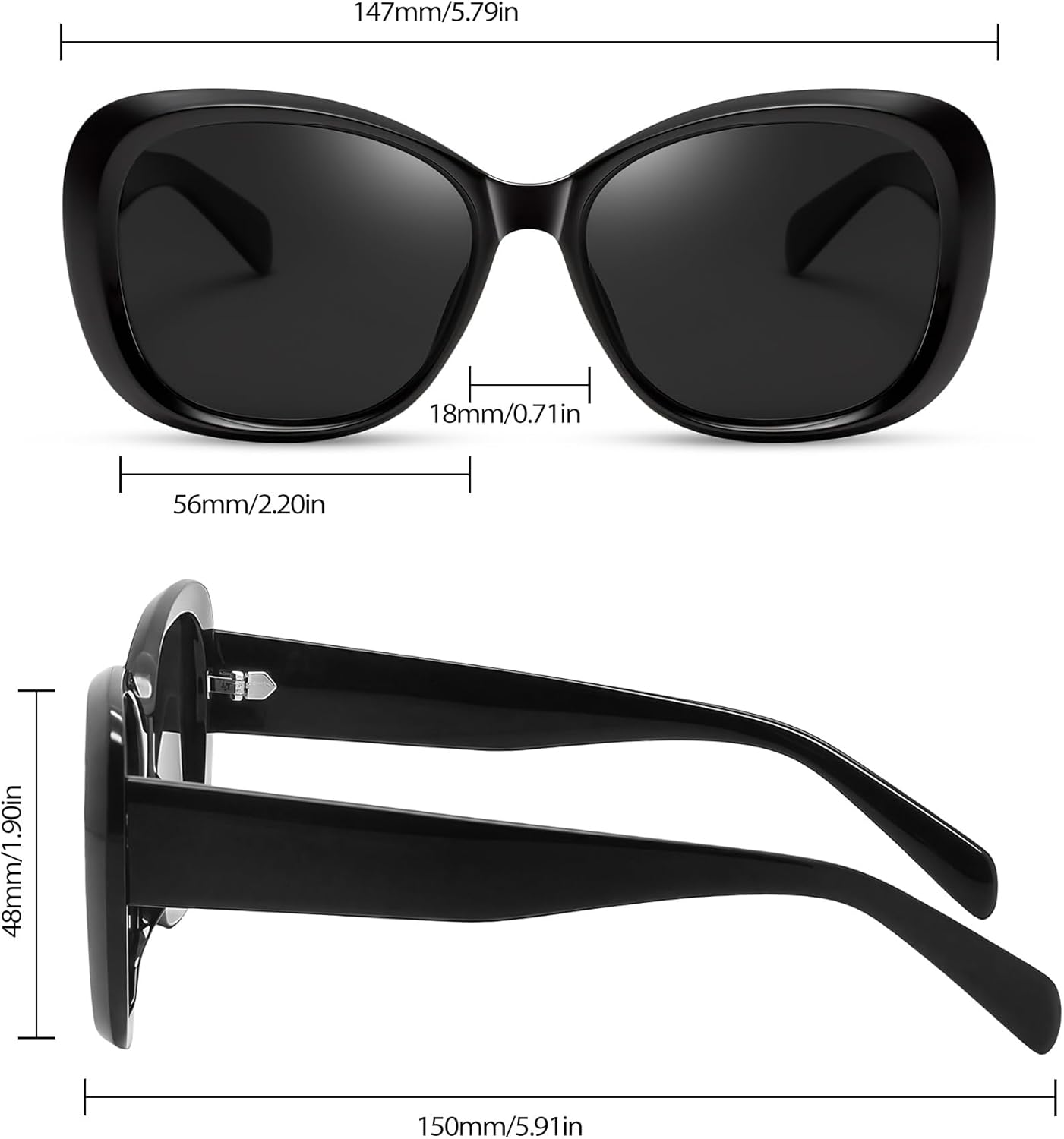 Joopin Oversized Acetate Sunglasses Polarized UV Protection Trendy Butterfly Shades for Women Ladies Sun Glasses - Image 5