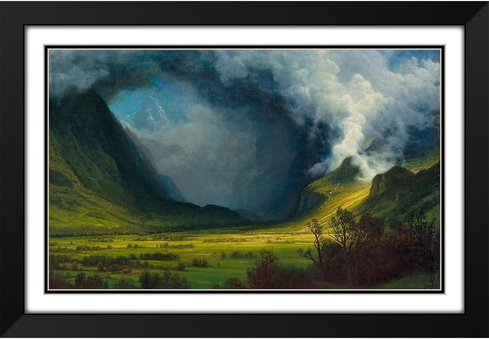 ArtDirect Storm in the Mountains 18x13 Black Modern Wood Framed with Double Matting Museum Art Print by Bierstadt, Albert