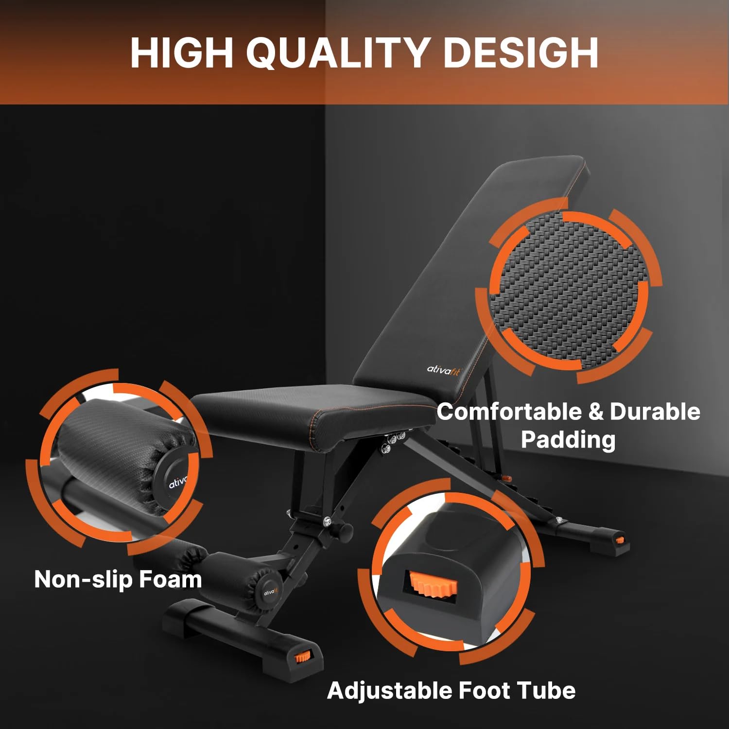 Adjustable Weight Bench, Foldable Workout Bench for Home Gym, Flat Incline Decline Bench Press Bench for Full Body Strength Training