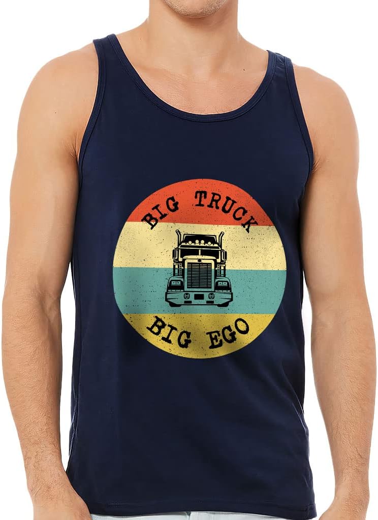 Big Truck Big Ego Tank - Text Design Workout Tank - Vintage Jersey Tank