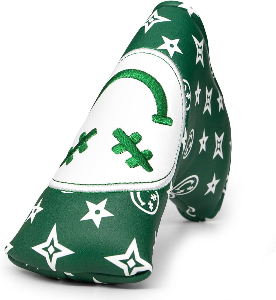 Stars and Smiles Golf Club Covers for Driver, Fairway, Hybrids - 4 Options - Golf Driver Headcover/ Golf Fairway Wood Head Cover/ Hybrid Headcover for Men/ Women Golfer - White Synthetic Leather Golf Headcover