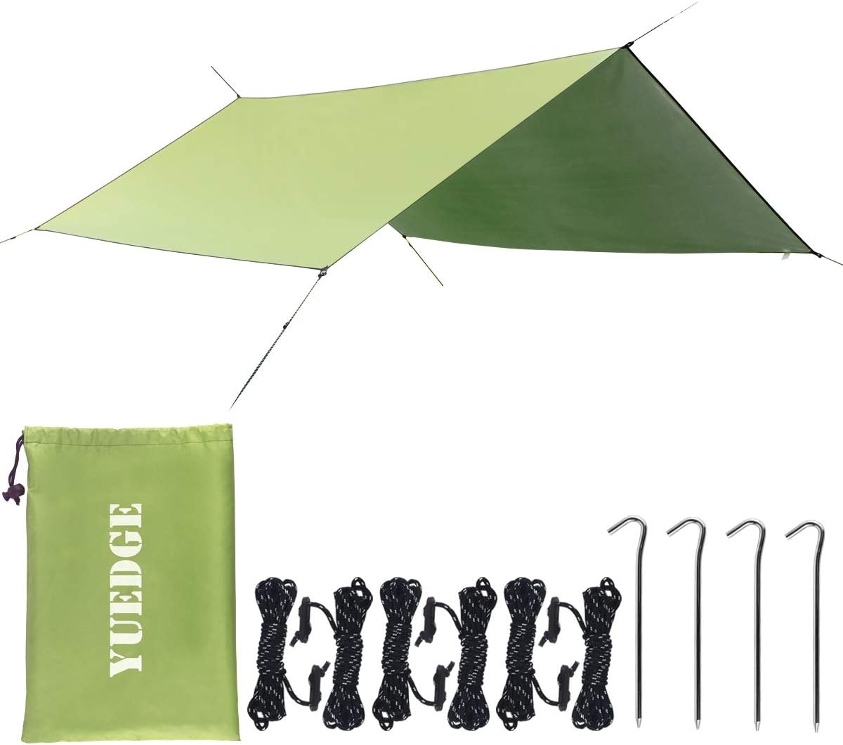 Easy Set Up Portable Waterproof Camping Tarp Shelter Sunshade Rain Tarp, Large=10' x 10'
