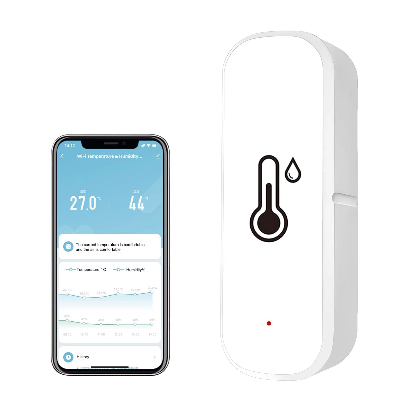 Thermomètre Hygromètre Connecté WiFi pour Intérieur et Extérieur Mini Thermomètre Connecté Wifi avec Smart Life/Tuya APP Mini Compatible Alexa Google Home pour Température Interieur et Humidité