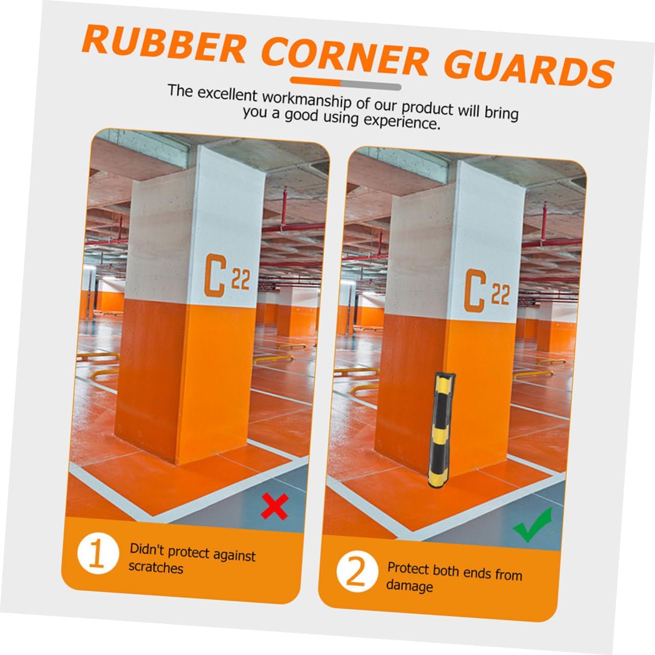 PRETYZOOM 2Pcs Reflective Rubber Corner Guards Wall Protectors for Parking Lots Underground Garages Bumper Protection Easy Installation