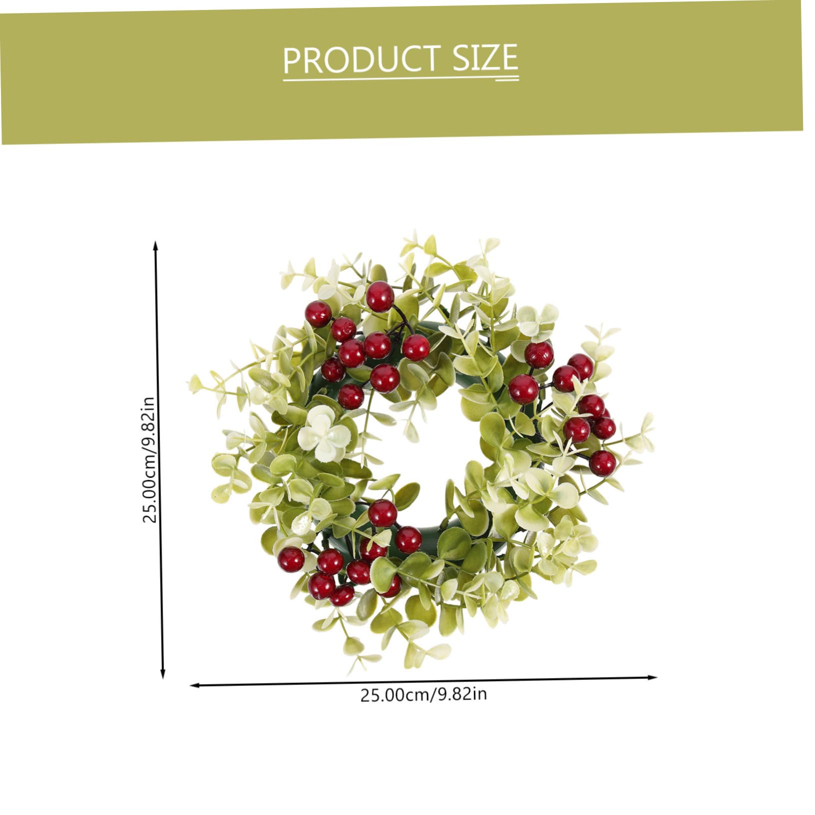 PRETYZOOM Artificial Berry Leaf Candle Ring Nordic Wreath Red Berries Christmas Decor Home Party Supplies