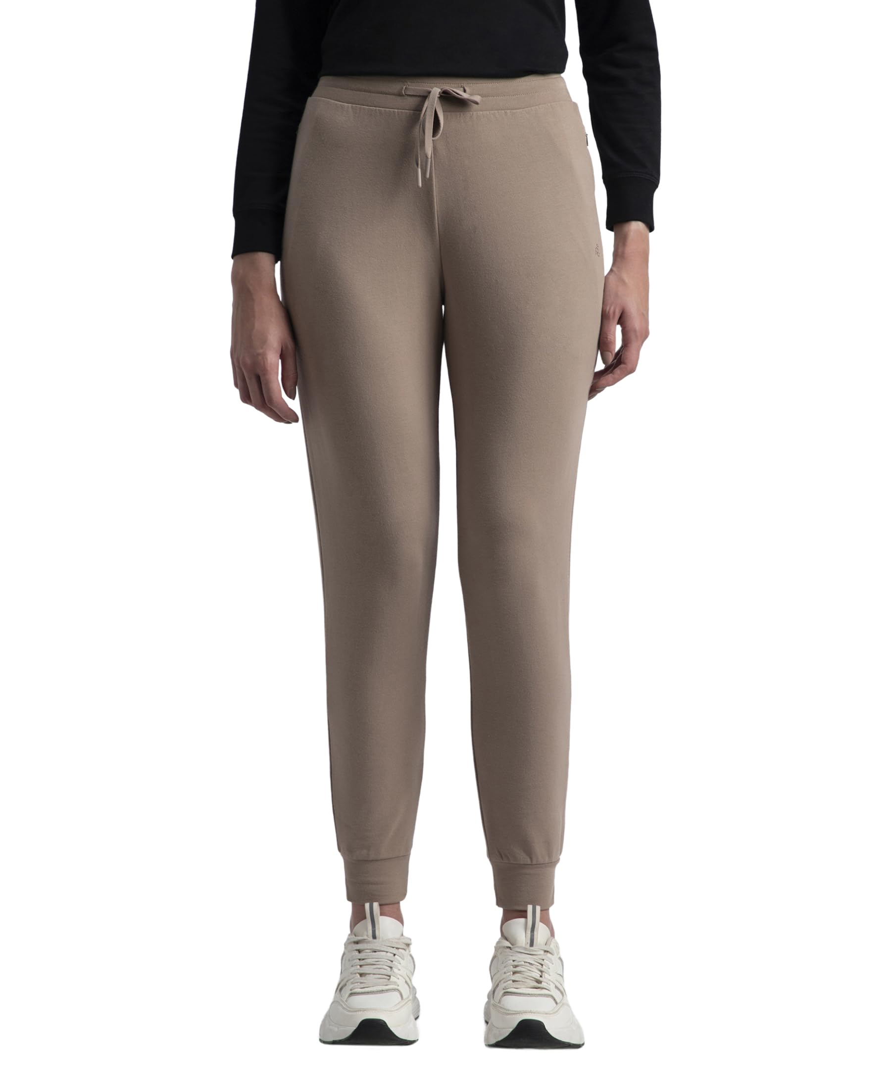 jockey 1323 Women's Super Combed Cotton Elastane French Terry Relaxed Fit Joggers with Zipper Pockets_Taupe Grey_L-picture-48