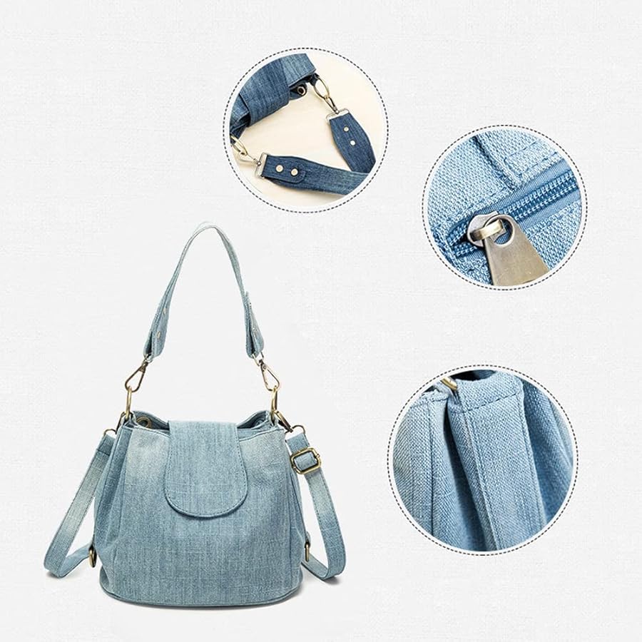 Amazon.com: NIGEDU Casual Denim Bucket Shoulder Handbag