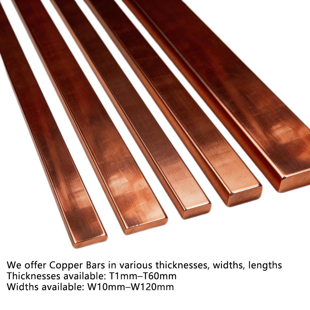 99.9% C110 Pure Copper Bus Bar, Flat Bar Stock, High Conductivity, Thickness50mm(1.95") x Width100mm(3.9") x Length1000mm(39.37"), 1Pc for Metal Working DIY Craft,Electrical Applications