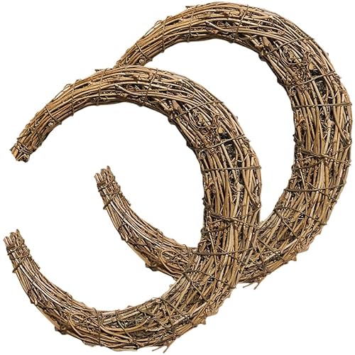 BESPORTBLE 2 Pieces Rattan Garland Grapevine Wreath Moon Decorations Wicker