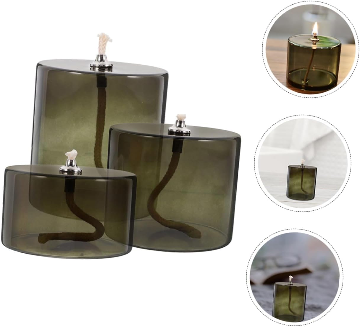 MAGICLULU 3Pcs Vintage Glass Oil Lamp Decorative Kerosene Candle Holders for Home Decor Elegant European Design Refillable Oil Light Vessel for Weddings and Parties Versatile Indoor