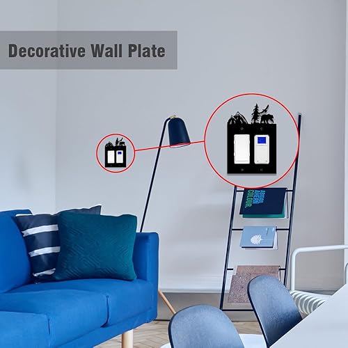Miniatura 8 de Eagle & Bear - Cubiertas de pared para interruptor de luz, placas decorativas de metal (GFCI)