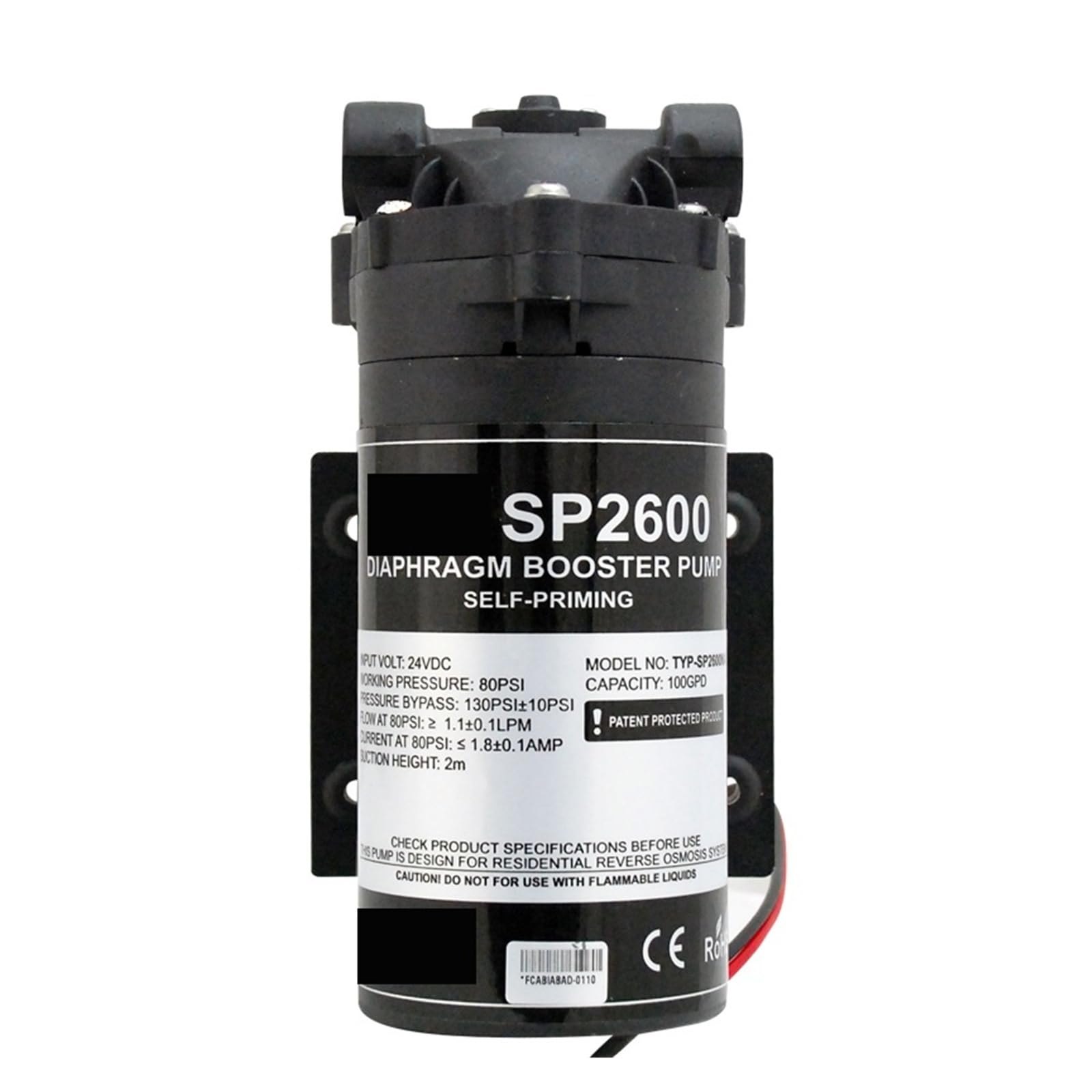 Pompa booster autoadescante for acqua RO da 100 Gpd nel sistema di osmosi inversa for pozzo, serbatoio di stoccaggio Sotto il lavandino