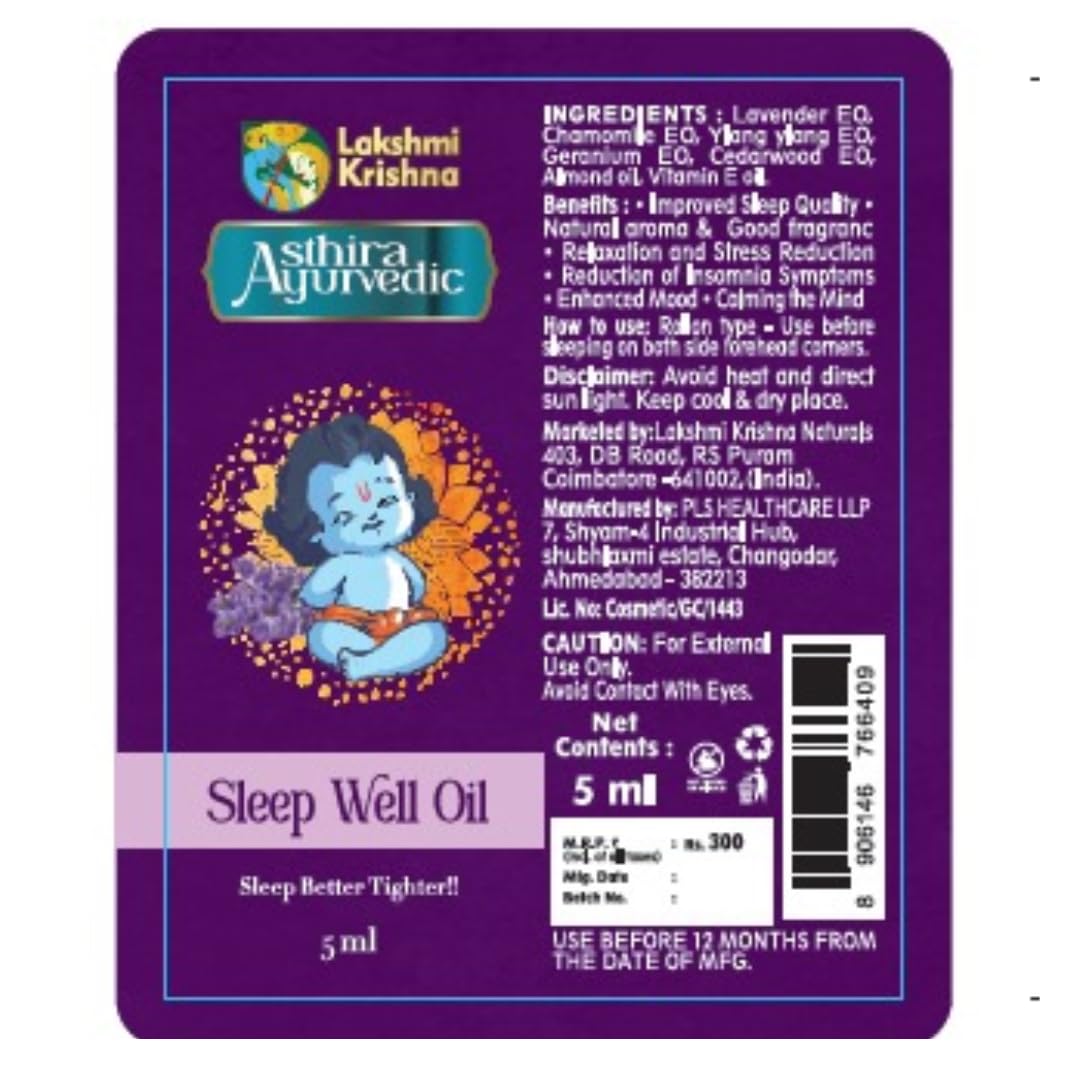 Lakshmi Krishna Naturals Sleep Well Oil| Relaxing & Calming Essential Oil Blend | Promotes Restful Sleep & Reduces Stress | Natural & Therapeutic Aromatherapy - Image 3 thumbnail
