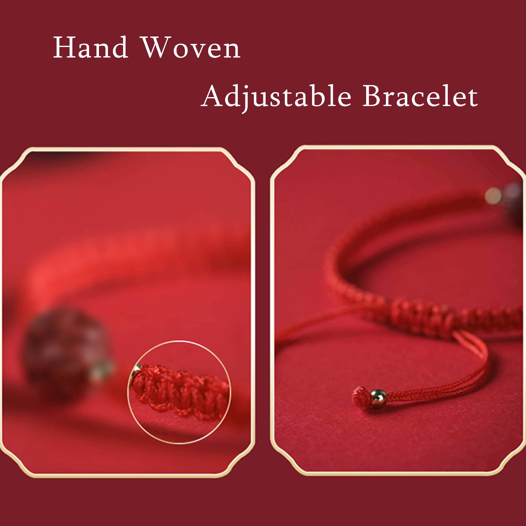2 Pulseras Feng Shui con Piedra de Cristal de cinabrio, Cuentas de Loto talladas, Pulsera de Hilo Rojo, Pulsera Budista Hecha a Mano, Amuleto Ajustable de Buena Suerte, Mujeres, Hombres, Rojo, una