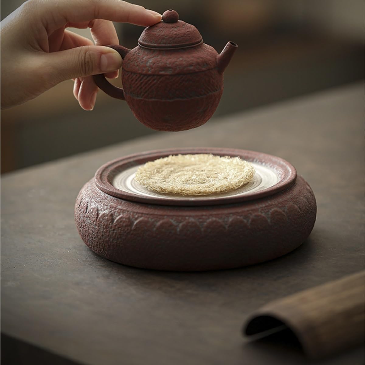 Bandeja de té Kong Fu, Bandeja de té Retro para Almacenamiento de Agua, Bandeja de té de cerámica, Bandeja de té de Drenaje pequeña, Bandeja de té para Almacenamiento de Oficina