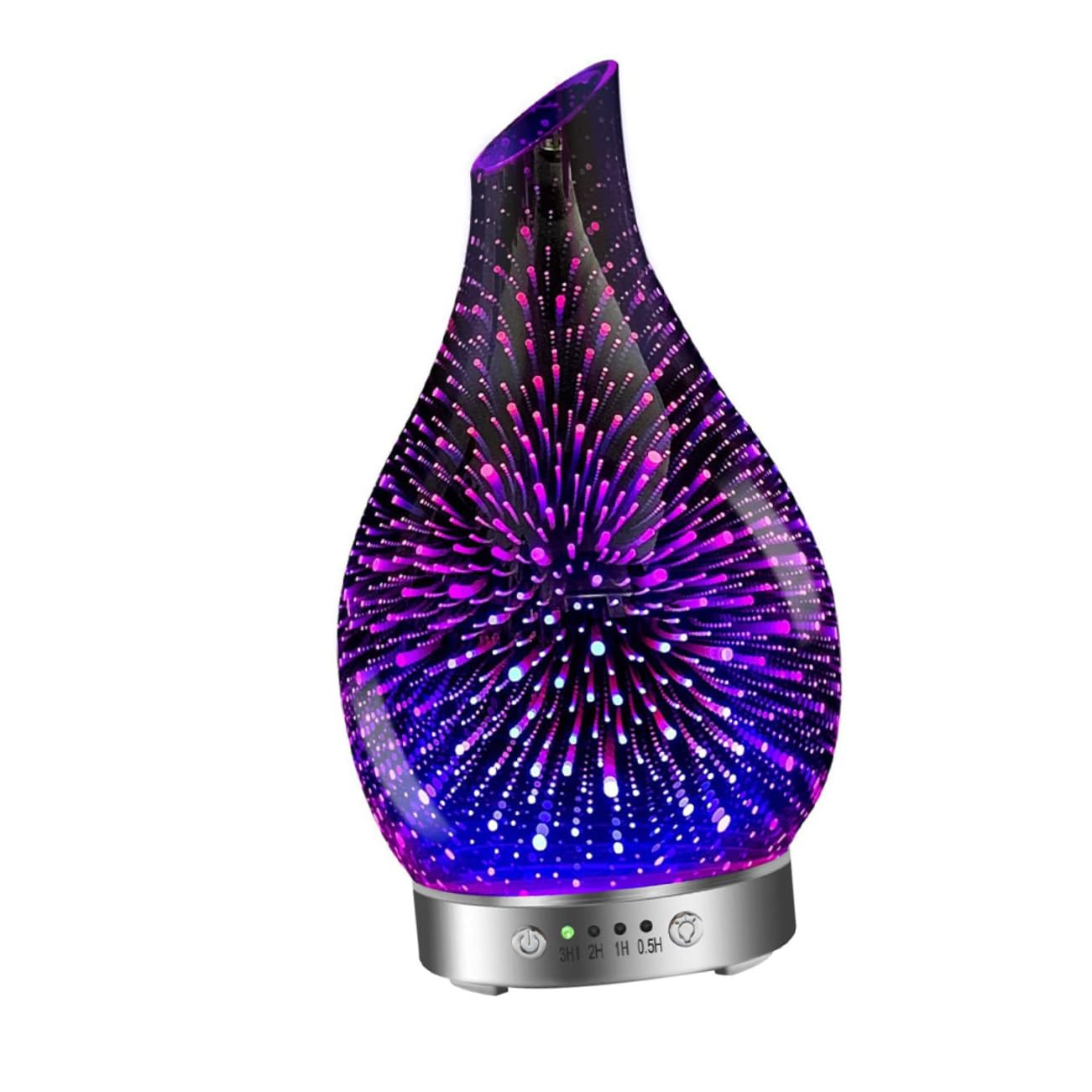 Humidificador Difusor De Aceite Esencial 1 Unidad Vidrio 3D Cambio De Luz Led Multicolor Humidificador De Vapor Frío Silencioso para Hogar Aromaterapia