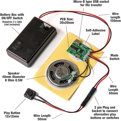 Miniatura 2 de Talking Products, Módulo de chip de sonido MP3, memoria de 4 MB, con caja de batería AAA. Crea tus propios regalos, modelos o accesorios de cosplay