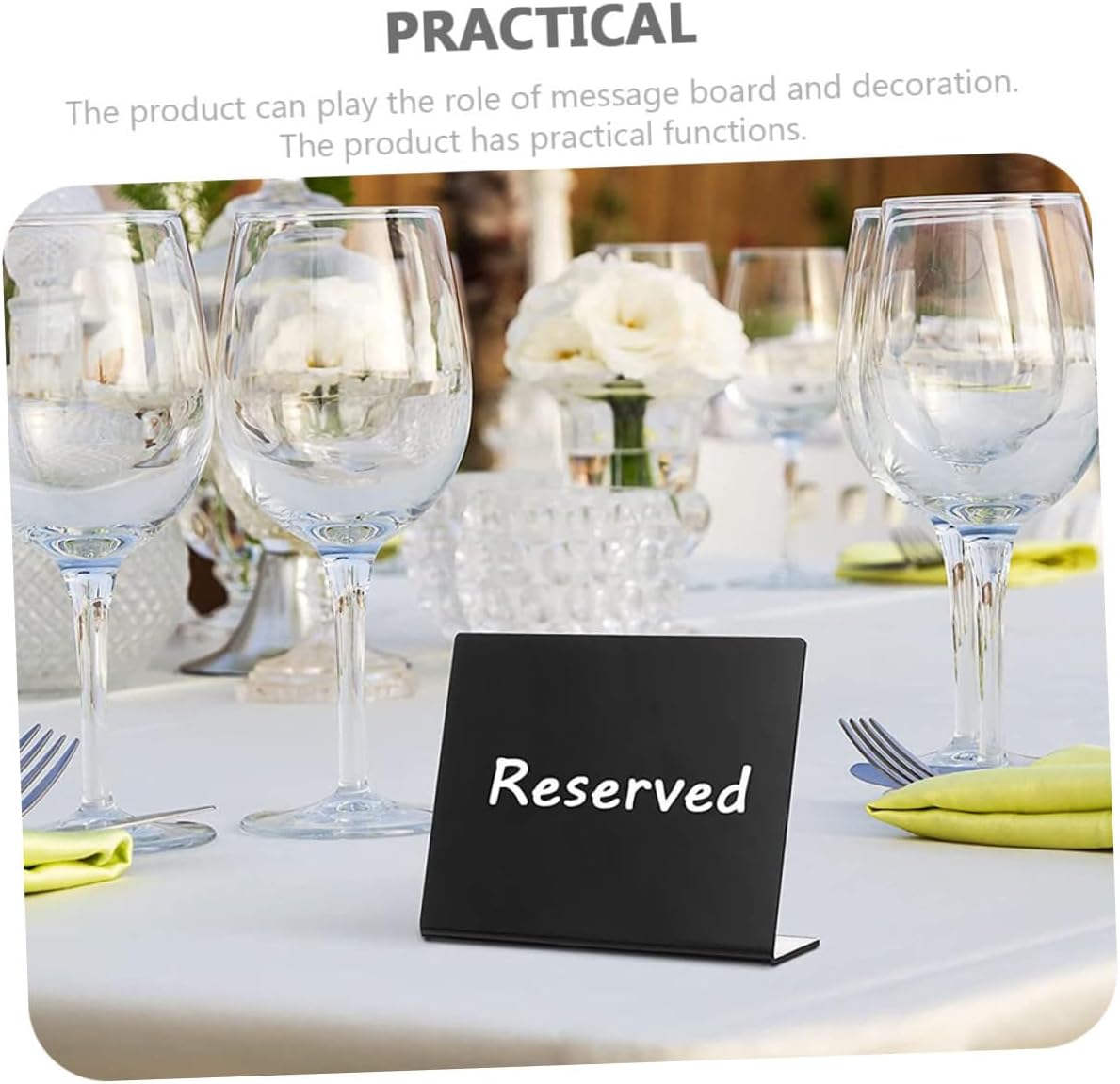 Erasable Mini Chalkboard with Acrylic Base, 12pcs Black Wedding Message Boards with One Chalk Pen for Party Tabletop Decoration and Home Counter Display