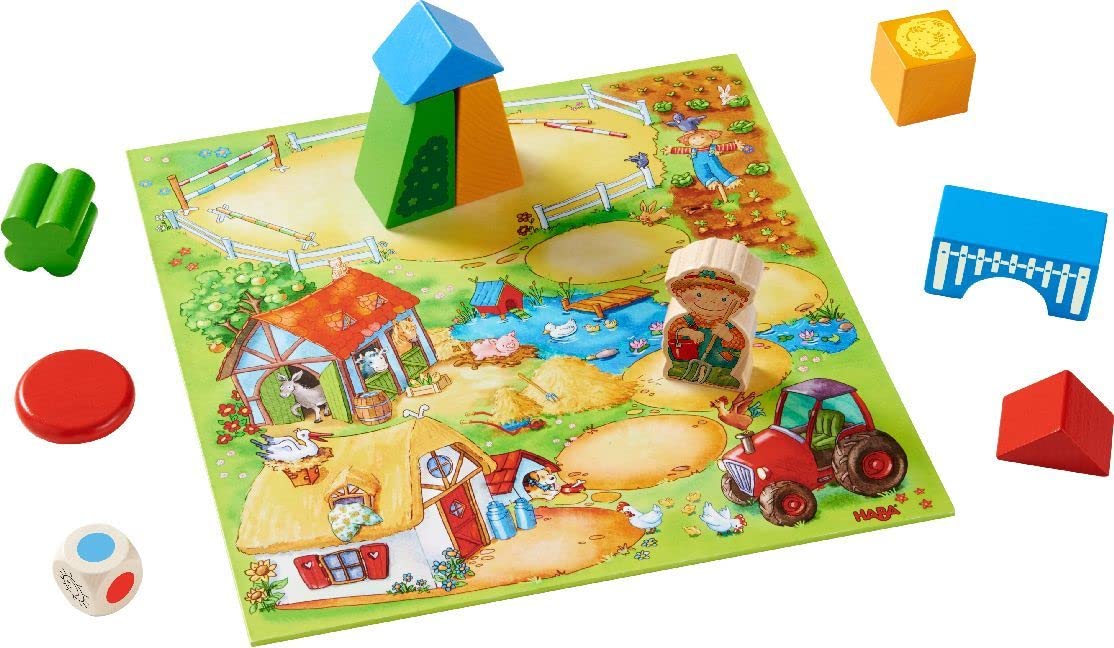 HABA Meine ersten Spiele – Bauernhof Spielesammlung ab 2 Jahren für 1–3 Kinder, 10 Spiele zur Förderung von Motorik & Zuordnung – pädagogisch wertvoll – 1304223001