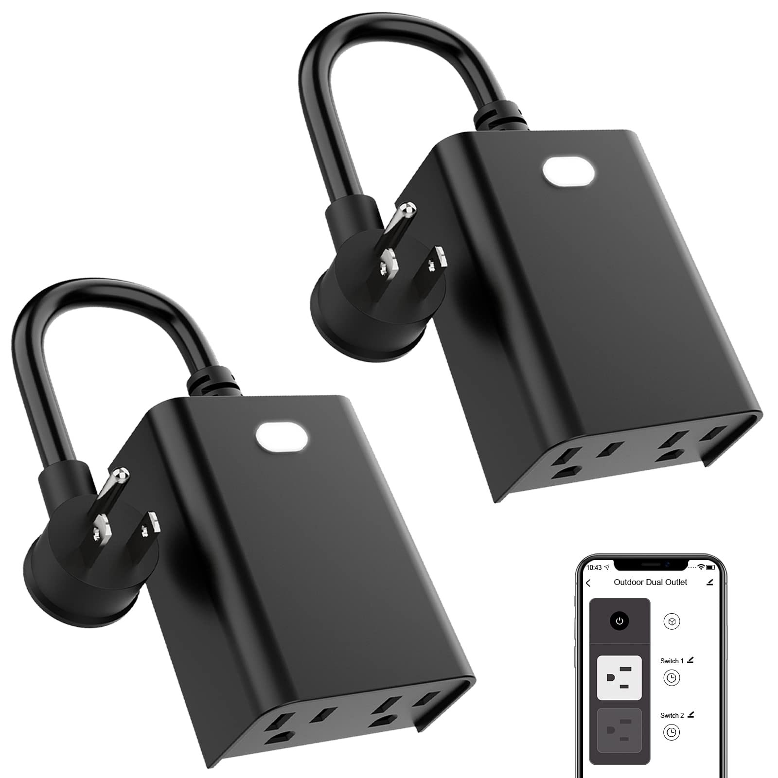 WiFi Outdoor Smart Plug Smart Plugs That Work with Google Home for Voice Control Wireless Remote APP Control