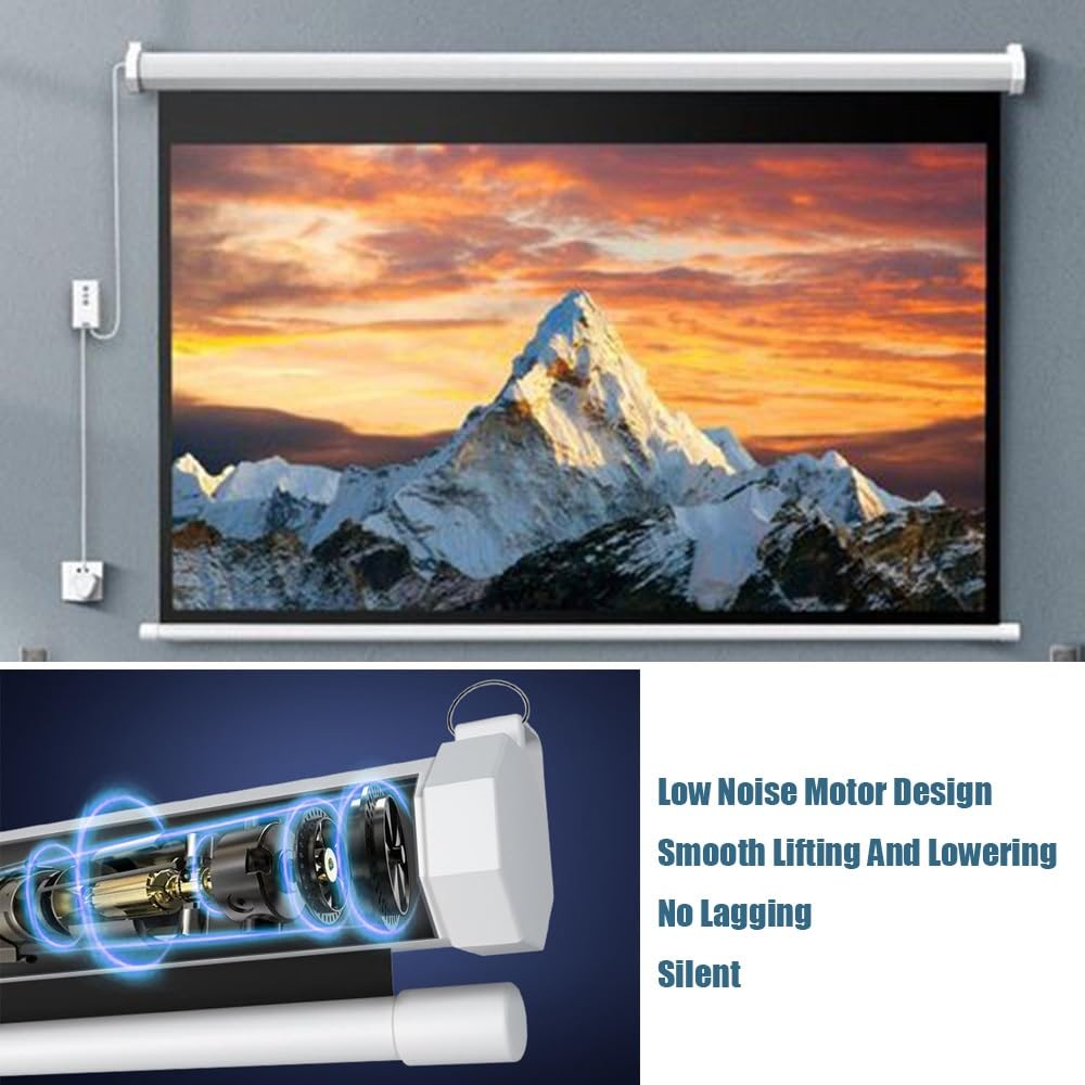 Generic Schermo Proiettore 16:9 4K HD Telo Proiettore Anti Rughe Pieghevole Portatile Lavabile con Telecomando, per Teatro Domestico, Scolastico, Ufficio (148cm)
