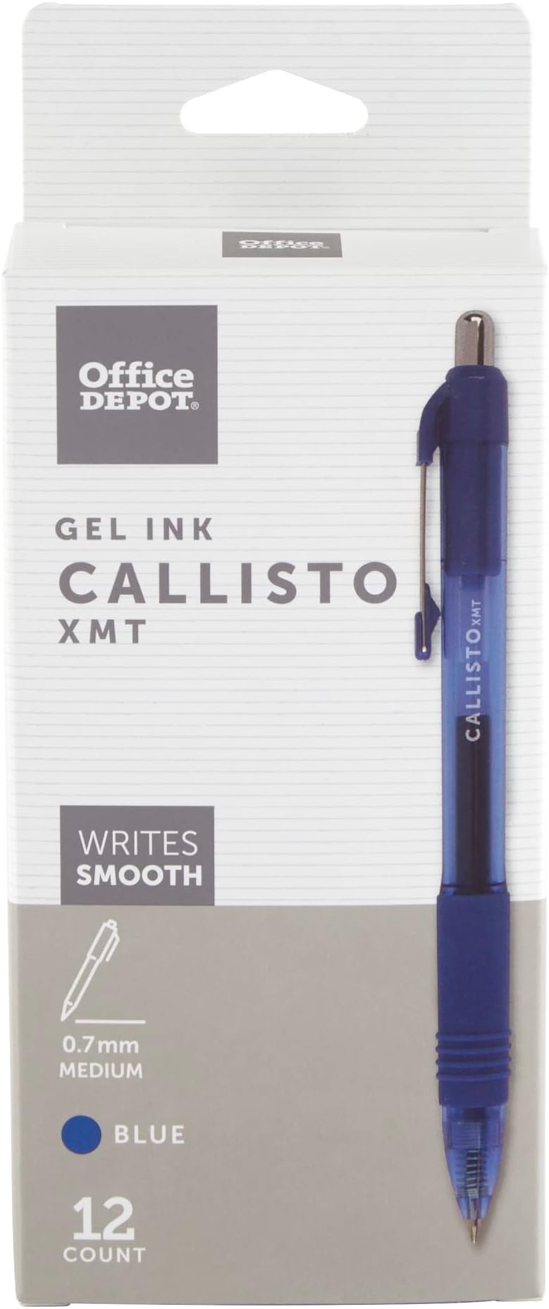 Brand Callisto Retractable Gel Ink Pens, Medium Point, 0.7 mm, Transparent Blue Barrel, Blue Ink, Pack Of