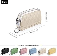 Vista 2 de XEYOU Monedero pequeño de piel auténtica con llavero y anillo, Blanco apagado, Casual