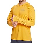 baleaf Men\'s Sun Protection Hoodie Shirt UPF 50+ Long Sleeve UV SPF T-Shirts Rash Guard Fishing Swimming Lightweight Marigold S