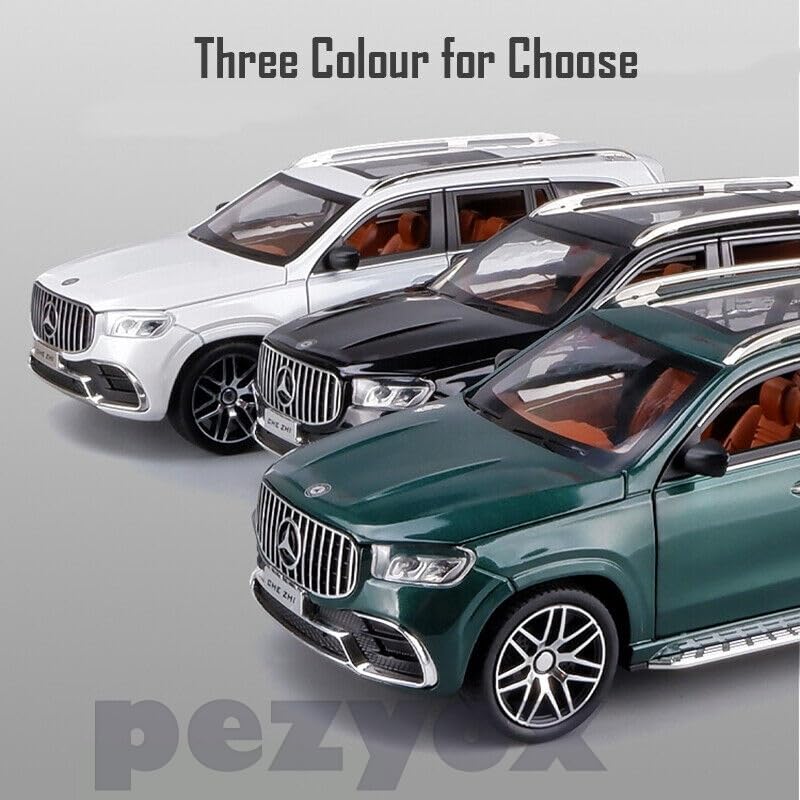 Image of 1 /24 Benz GLS63 AMG Model Car,Zinc Alloy Diecast Toy Car Pull Back with Light and Sound Toy Vehicle Door Can Be Opened (Green)