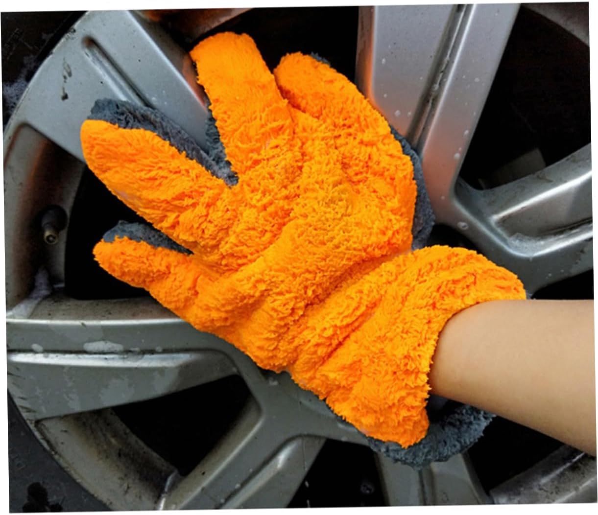SOLUSTRE Dual-Sided Coral Fleece Car Wash Mitt Gloves Quick Dusting Cleaning Tool for Cars Trucks Rvs Lint- Water-Absorbent Thicken Design