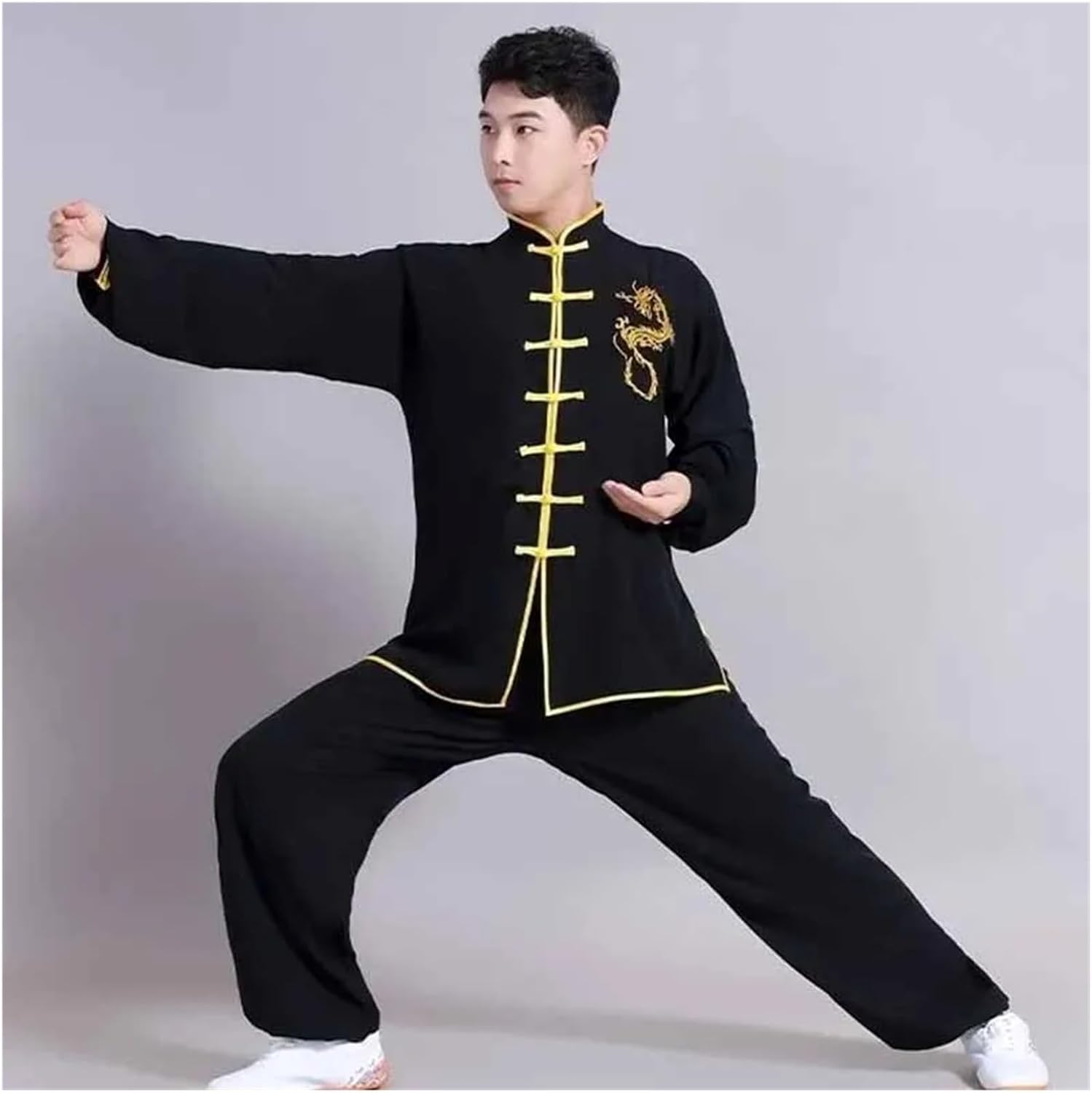 Kung Fu Uniform Exercise Uniform Dragon Kung Fu Suits Long Sleeve Tai Chi Clothing Traditional Folk Taiji Outdoor