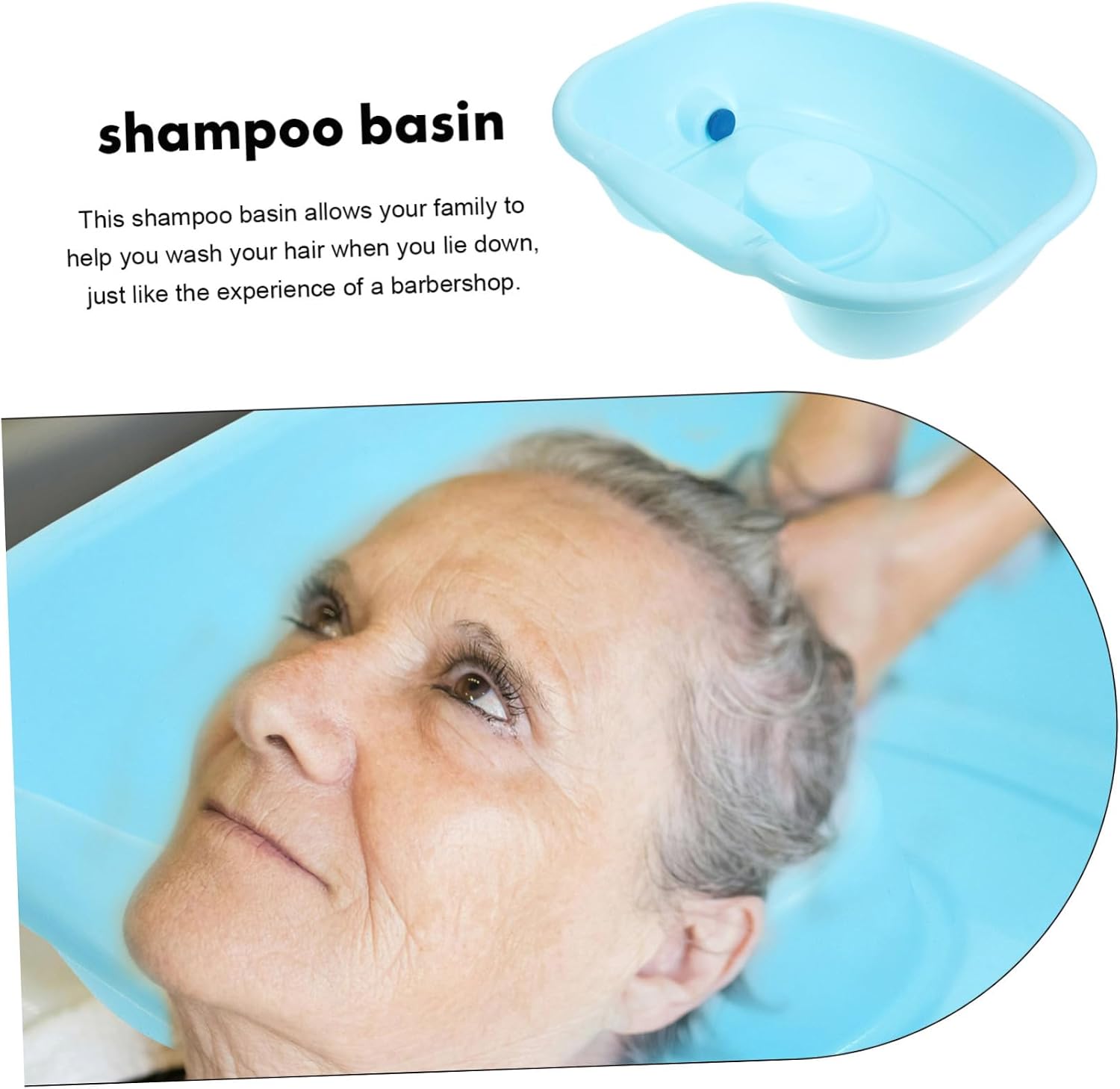 Bedside Hair Washing Basin for Seniors Portable Shampoo Bowl Neck Rest Comfortable Wash Basin for Home