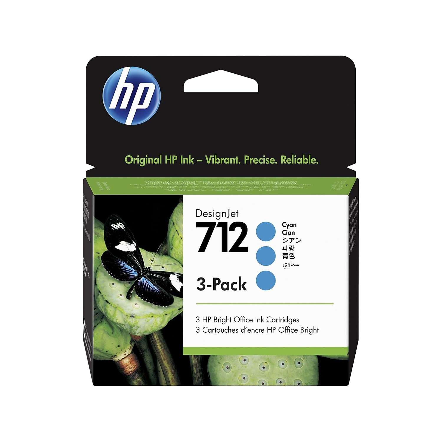 HP 712 3ED77A 3-pack Cyan 29-ml Genuine HP Ink Cartridge with Original HP Ink, for DesignJet T650, T630, T250, T230 & Studio Large Format Plotter Printers and HP 713 DesignJet Printhead