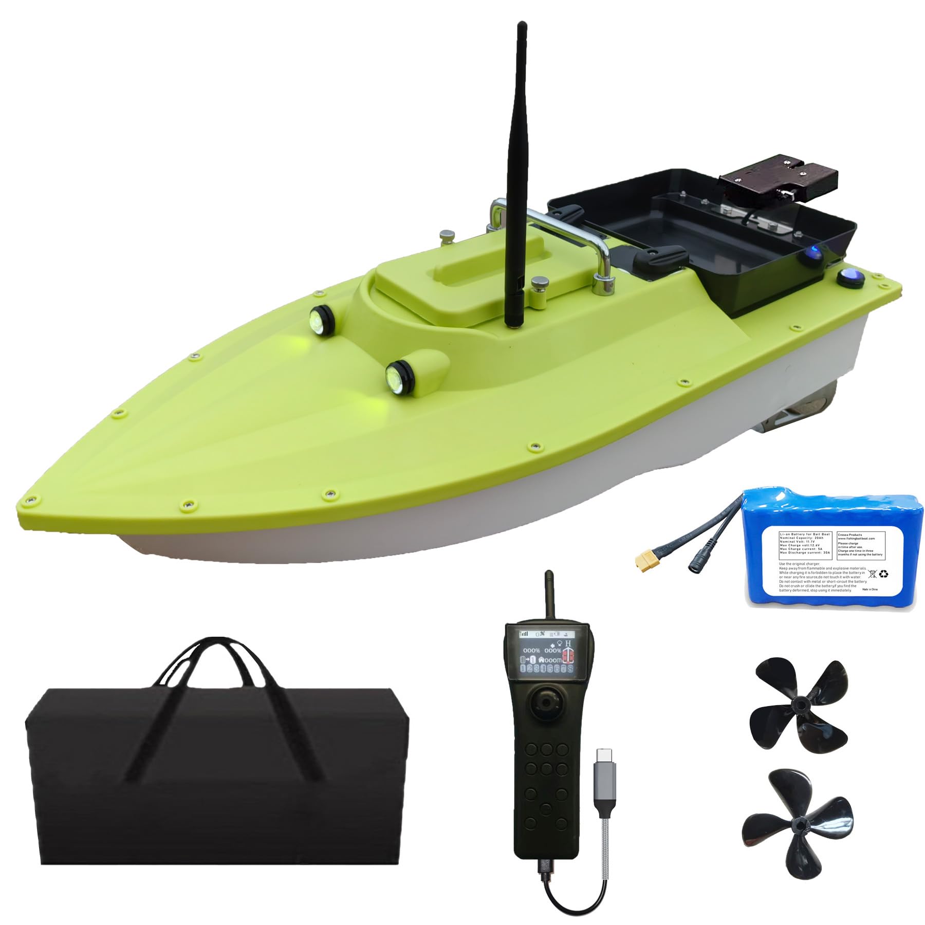 S80 Brushless Motor Super Speed Saltwater RC Fishing Bait Boat with GPS for Surf Fishing with Bait Tray,2x10,000mah Battery,IP 66 Waterproof,500M Range,5 Meters/Second
