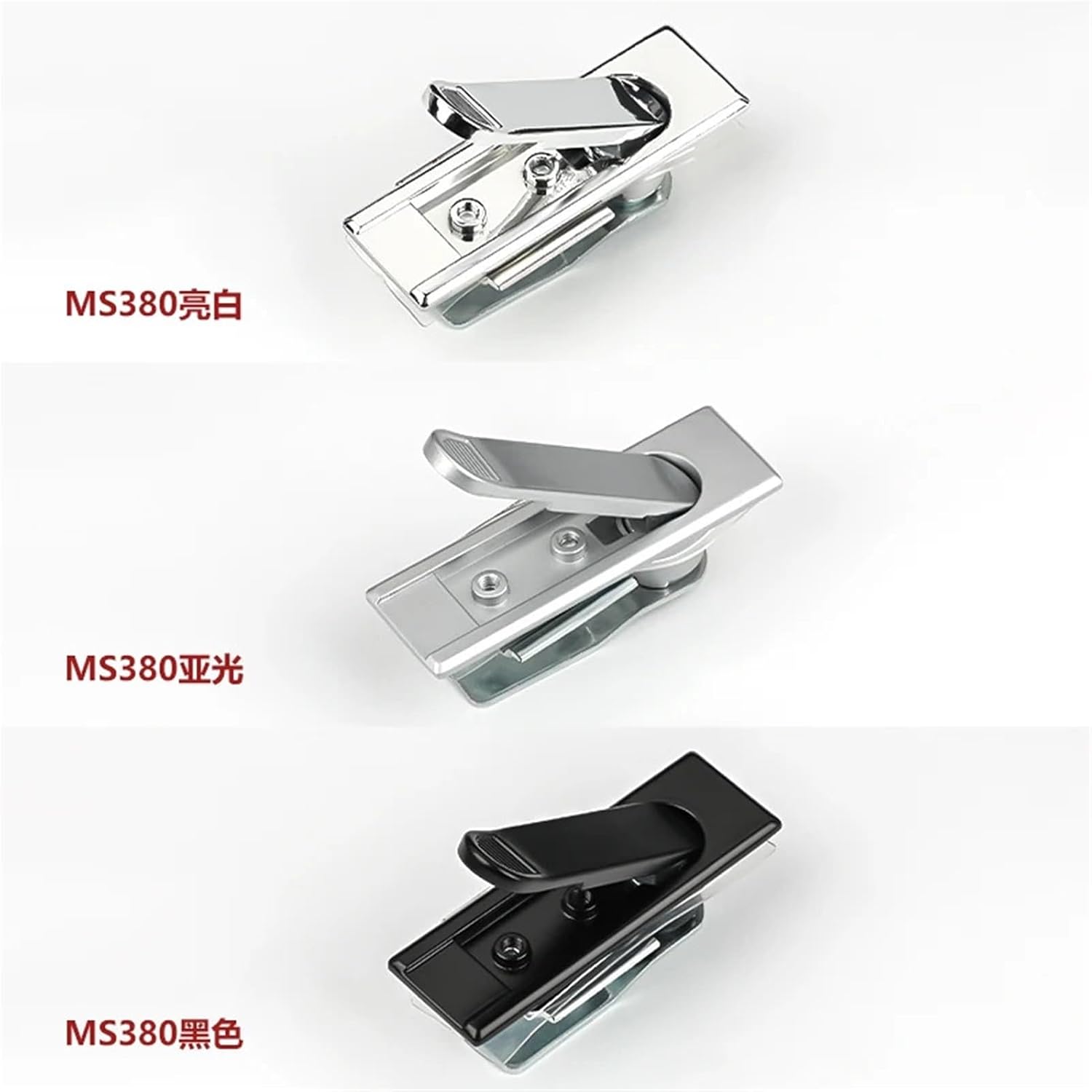 MS380 Industrial Equipment Keyless Rectangle Zinc Alloy Flat Lock Switch Cabinet Handle Panel 1Pcs(MS380-2 Balck)