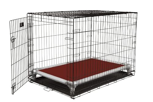 Kuranda Chewproof Crate Bed - Silver Aluminum - 35\" x 23\" - Ballistic - Burgundy