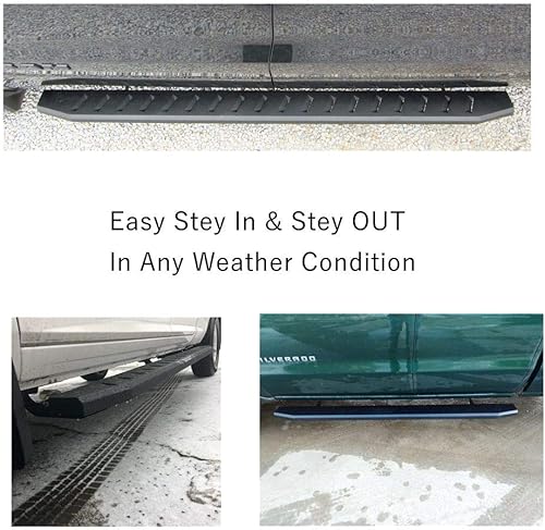Miniatura 5 de Estribos negros de 6 pulgadas para Chevy Silverado GMC Sierra 2007-2018 cabina doble  Resistente a la corrosión y resistente  Barras Nerf escalones