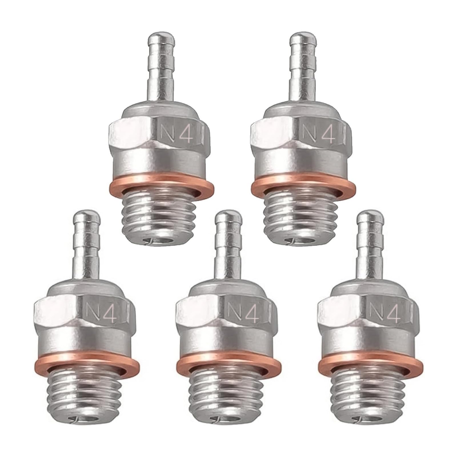 5Packs RC Bujía incandescente #4 N4 Medium Hot Spark Nitro Motor Partes 7017 Compatible con Traxxas Kyosho Redcat HPI HSP 1/8 1/10 RC Auto Truck Buggy